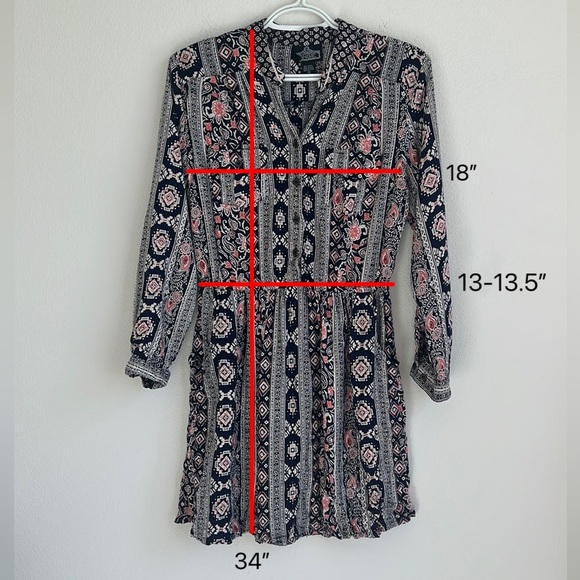 Angie Dark Blue Boho Mini Dress - Picture 12 of 13